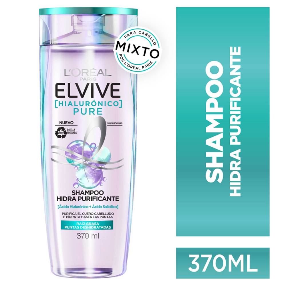 Elvive shampoo hialurónico pure (botella 370 ml)