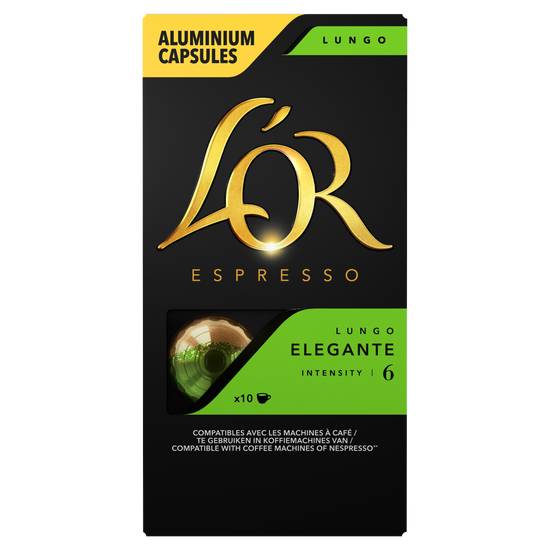 L'or - Café capsules compatibles nespresso lungo elegante intensité 6 (10 pièces)