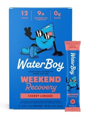 Waterboy Hydration & Weekend Recovery Powdered Drink Mix, Cherry Limeade (3.01 oz, 12 ct)