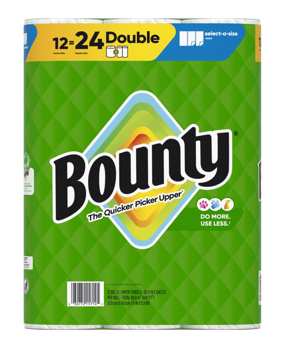 Bounty Base Paper Towel 2 Ply Select-A-Size Roll, White (12 ct)