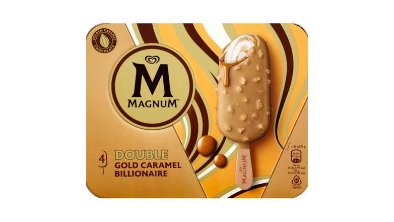 Magnum Bâtonnets de glace Double Gold caramel Billionaire La boîte de 4 - 340 ml