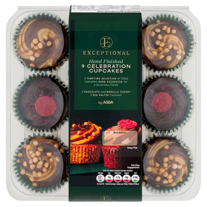 ASDA Assorted, Exceptional Hand Finished Celebration Cupcakes (9 pack)