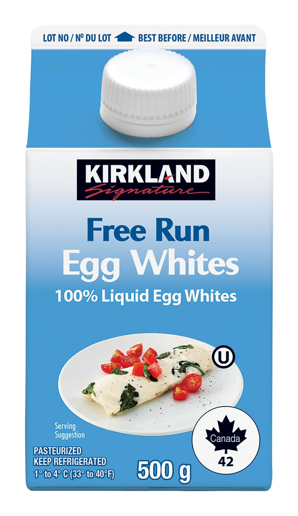 Kirkland Signature - Blancs D'Oeufs Liquides, 4 × 500G / Kirkland Signature Free Run Liquid Egg Whites, 4 × 500G