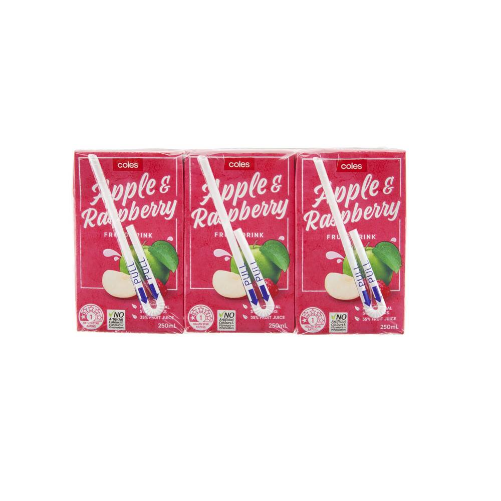 Coles apple & strawberry fruit drink 6 pack 0.25 L