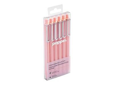 Poppin Luxe Retractable Gel Pen, Fine Point, Black Ink, 6/Pack (104448-US)