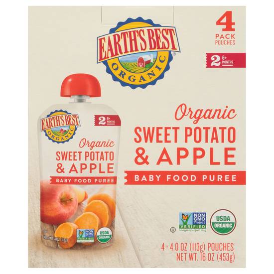 Earth's Best Organic Sweet Potato Apple 2 (6+ months) Baby Food Puree