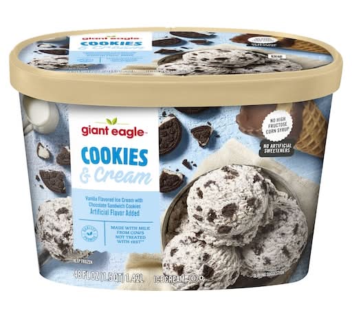 Giant Eagle Cookies & Cream Ice Cream, Vanilla (48 fl oz)