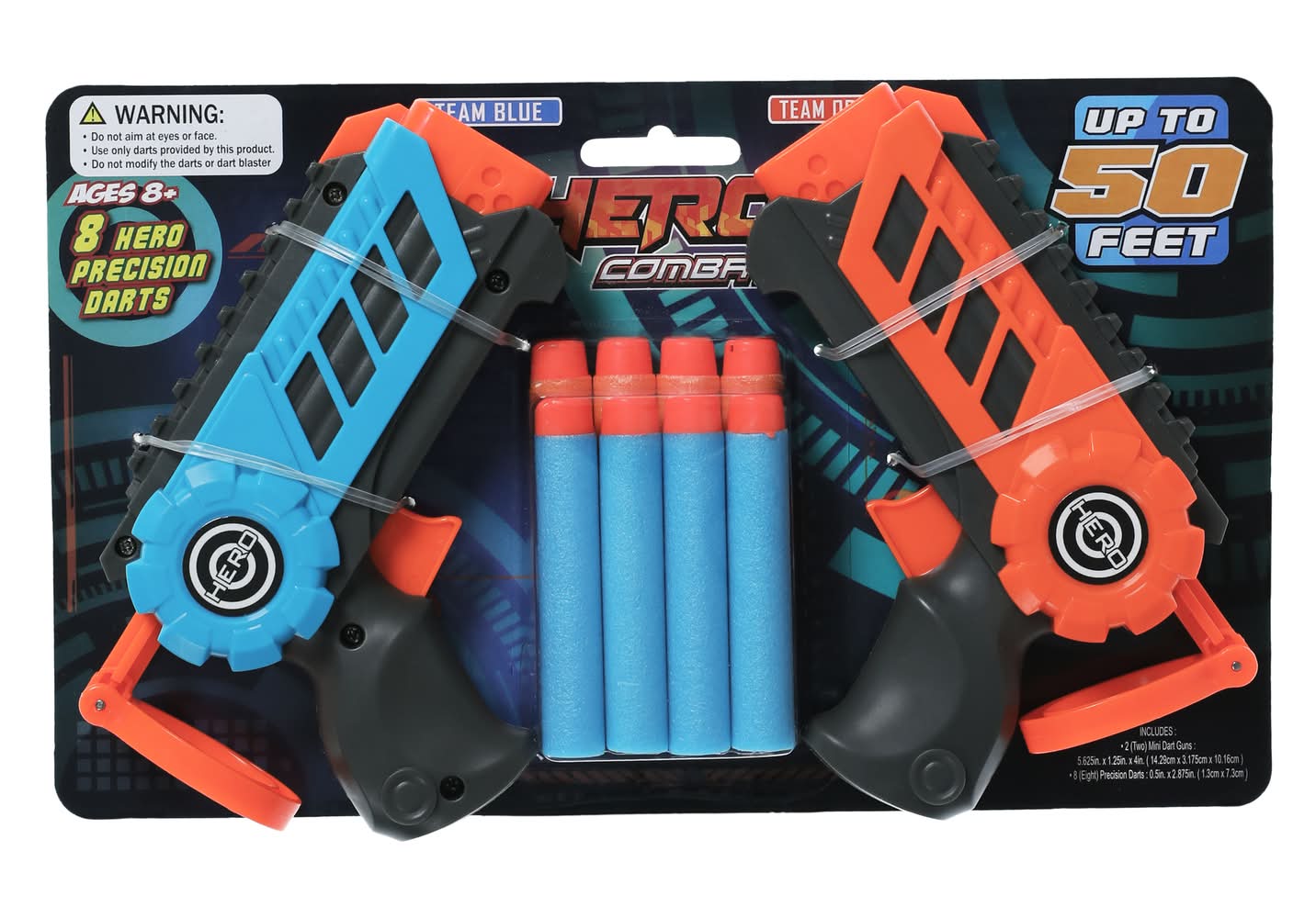 Hero Combat Mini Dart Gun 2-Pack Blue & Orange