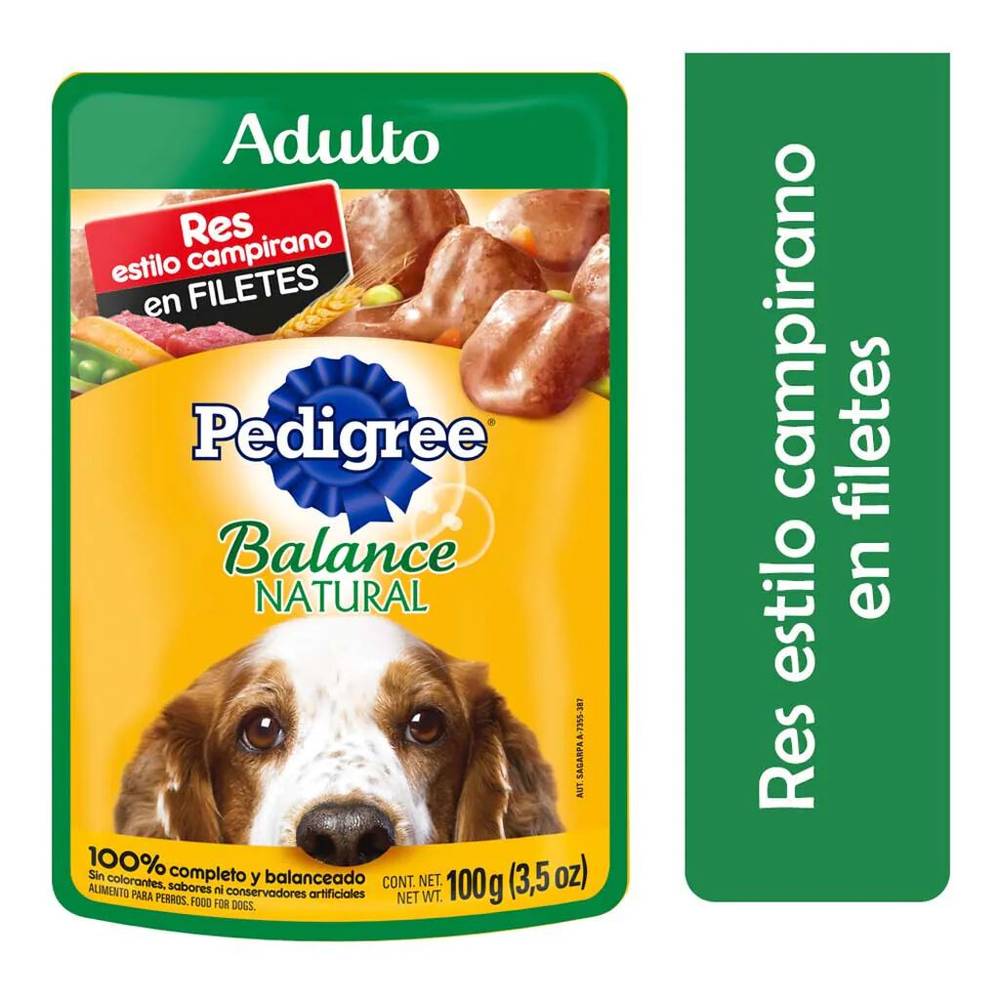 Pedigree alimento para perro adulto res estilo campirano (pouch 100 g)