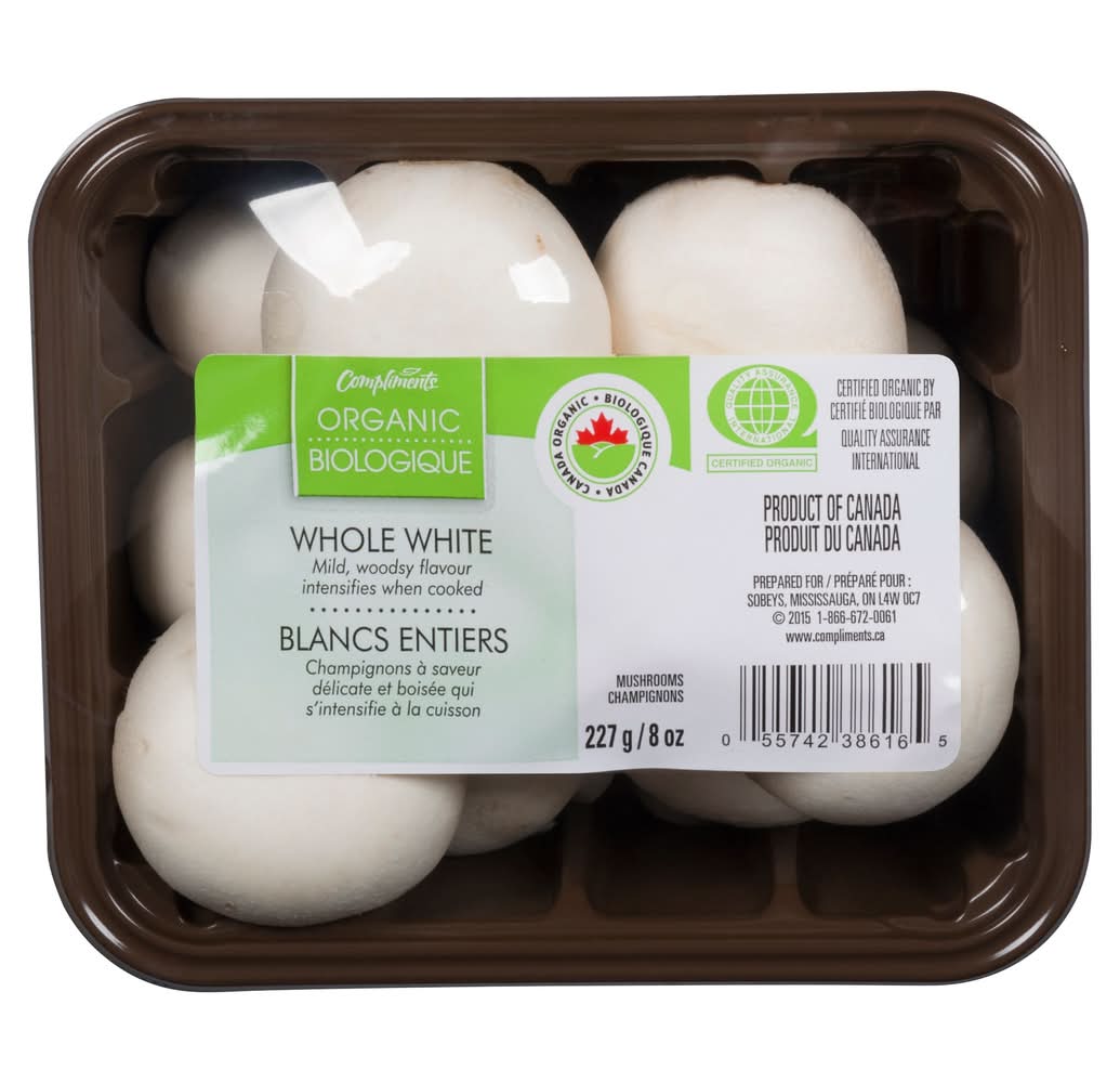 Compliments Organic Whole White Mushrooms (227 g)