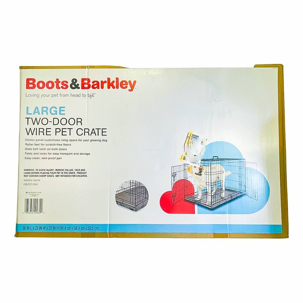 Wire Collapsible Dog Crate - L - Black - Boots & Barkley™