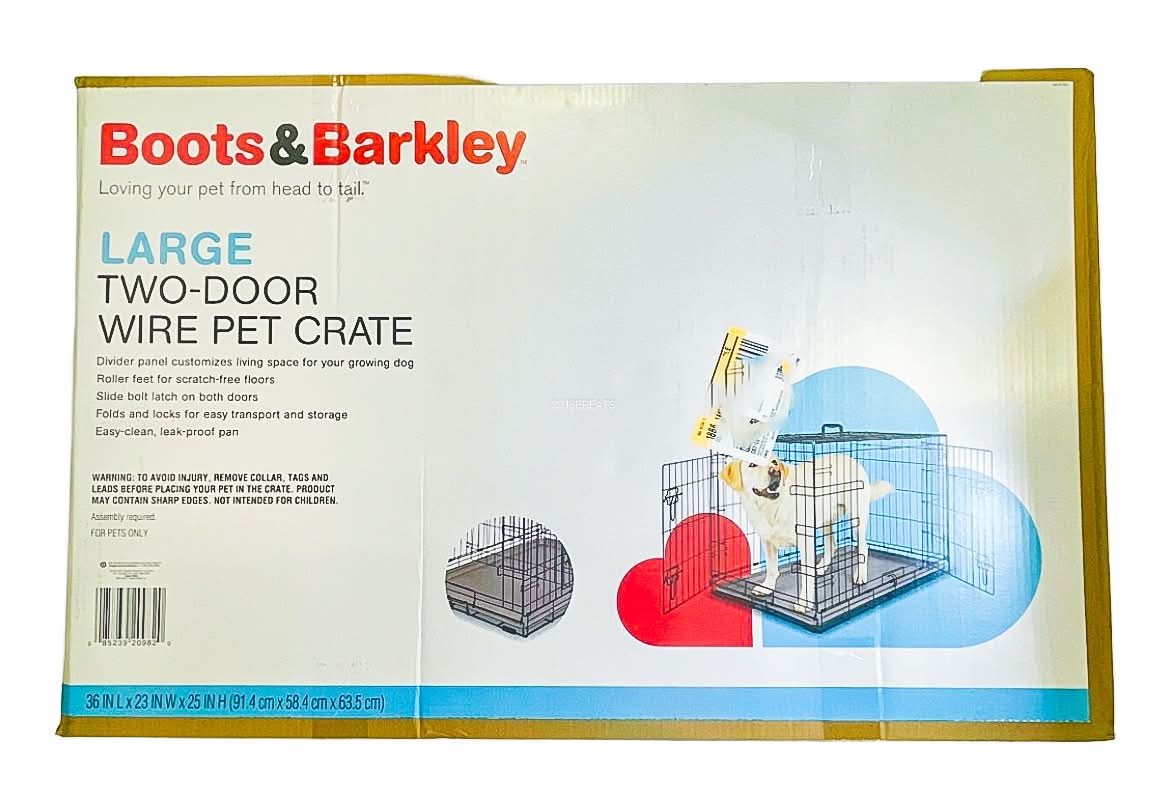 Boots & Barkley Wire Collapsible Dog Crate, L, Black