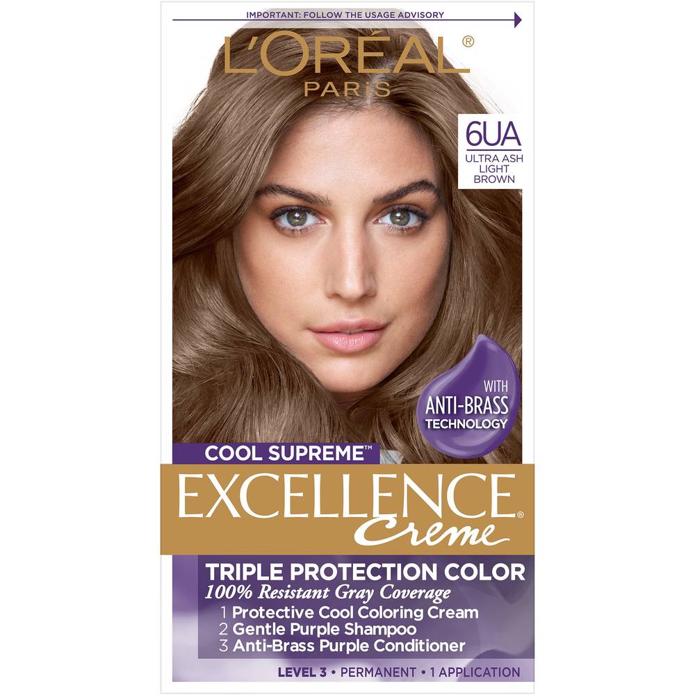 L'oreal Paris Excellence Cool Supreme Permanent Gray Coverage Hair Color, Ultra Ash Light Brown (1 ct)