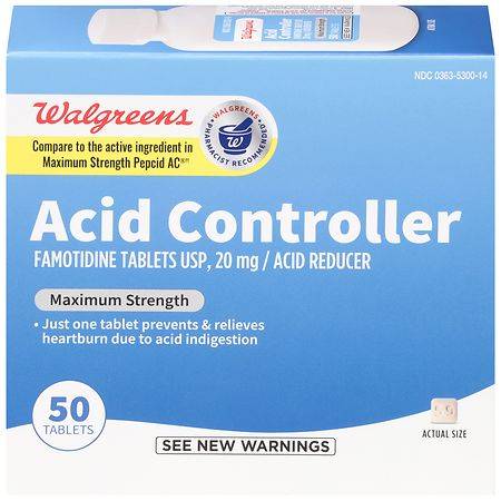 Walgreens 20 mg Maximum Strength Acid Controller & Acid Reducer Famotidine Tablets