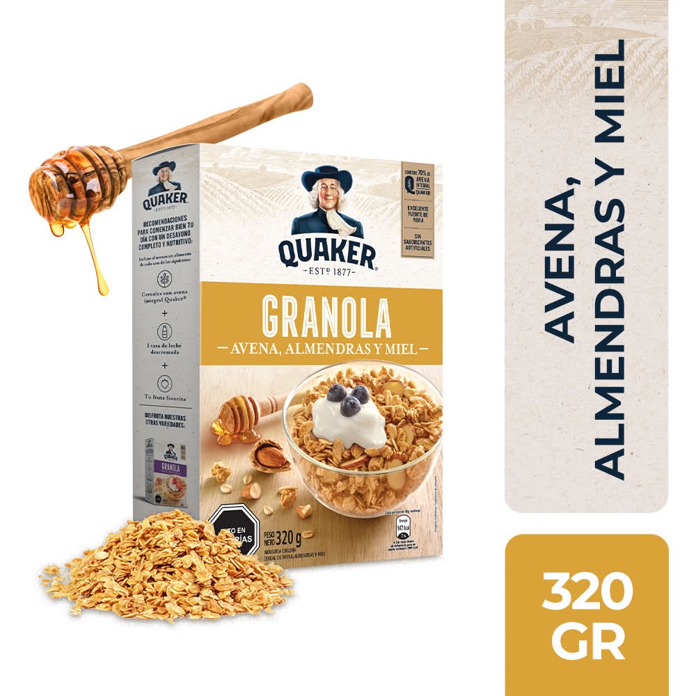 Quaker · Cereal de granola - Avena-Almendras-Miel (320 g)