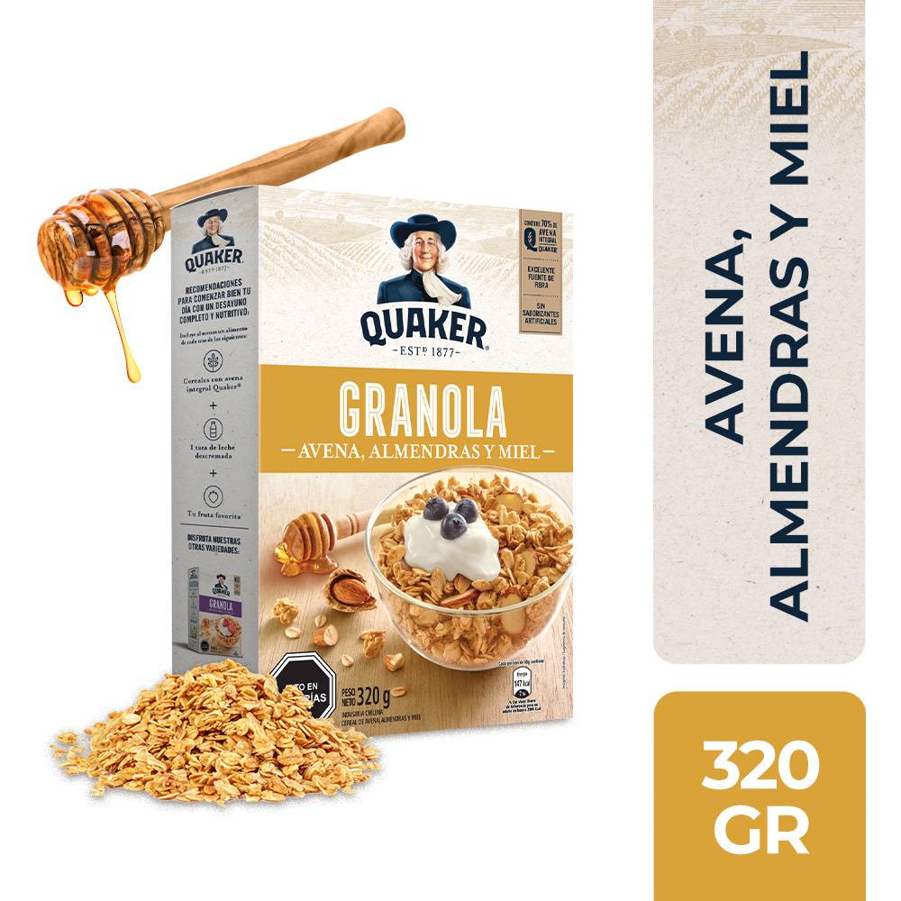 Quaker · Granola avena miel y almendras