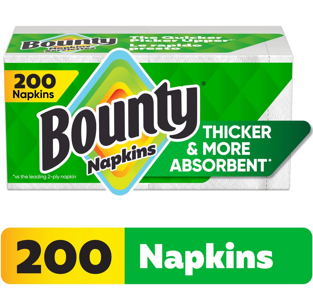 Bounty Paper Napkins, 12.1x12 in, White (200 ct)