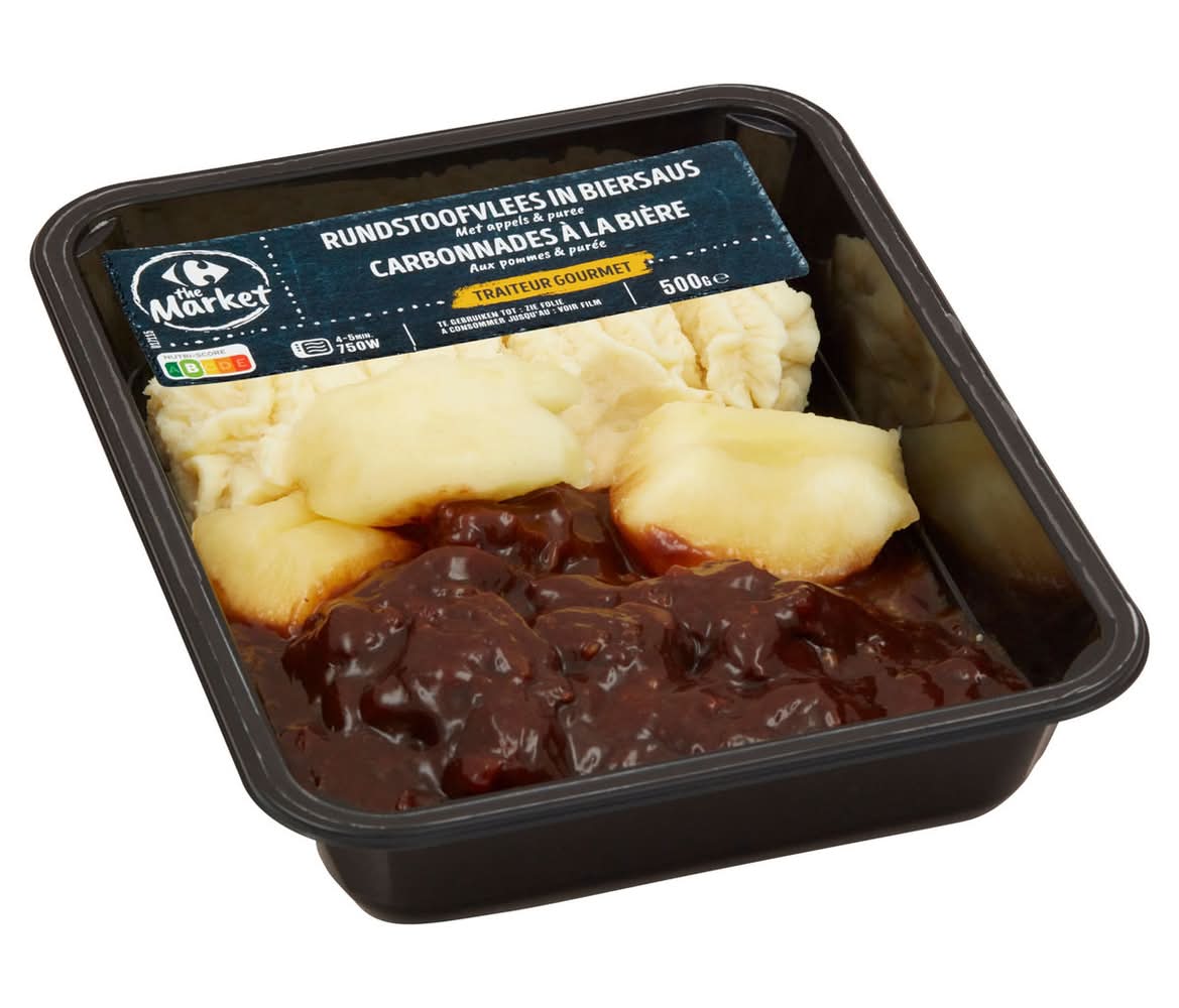 Carrefour The Market Traiteur Gourmet Rundstoofvlees in Biersaus met Appels & Puree 500 g
