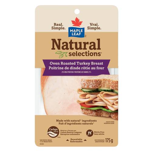 Maple Leaf Natural Selections Deli Sliced Turkey Breast Oven Roasted 175 g