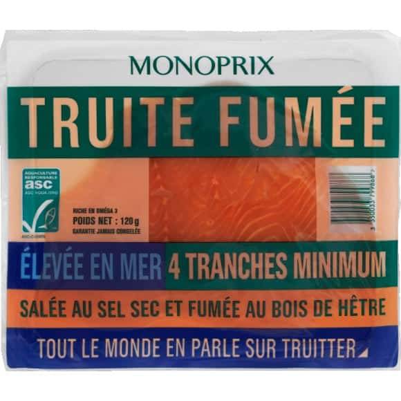 Monoprix Truite Fumée Le Paquet De 4 Tranches, 120 G