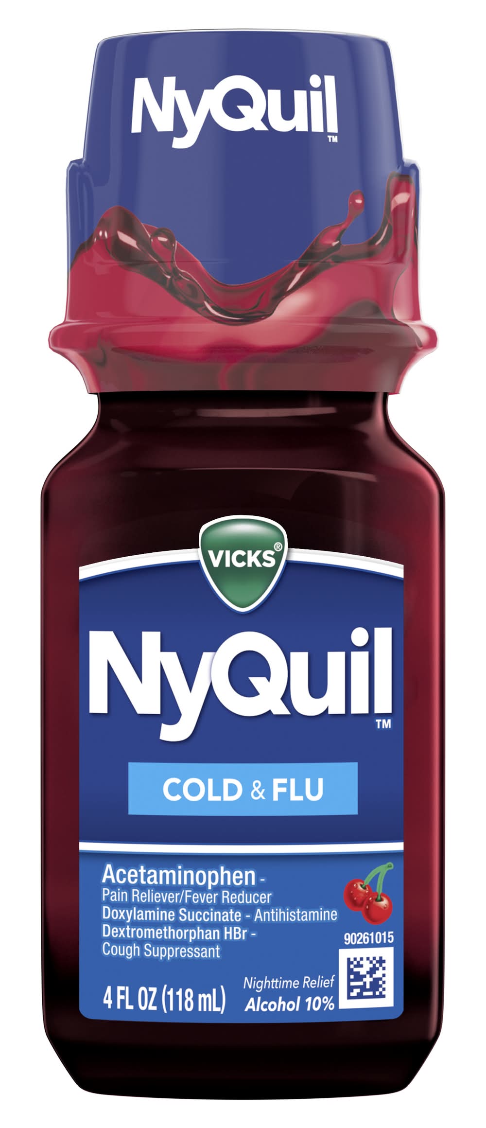 Vicks Cold & Flu Relief Liquid Medicine, Cherry (4 fl oz)