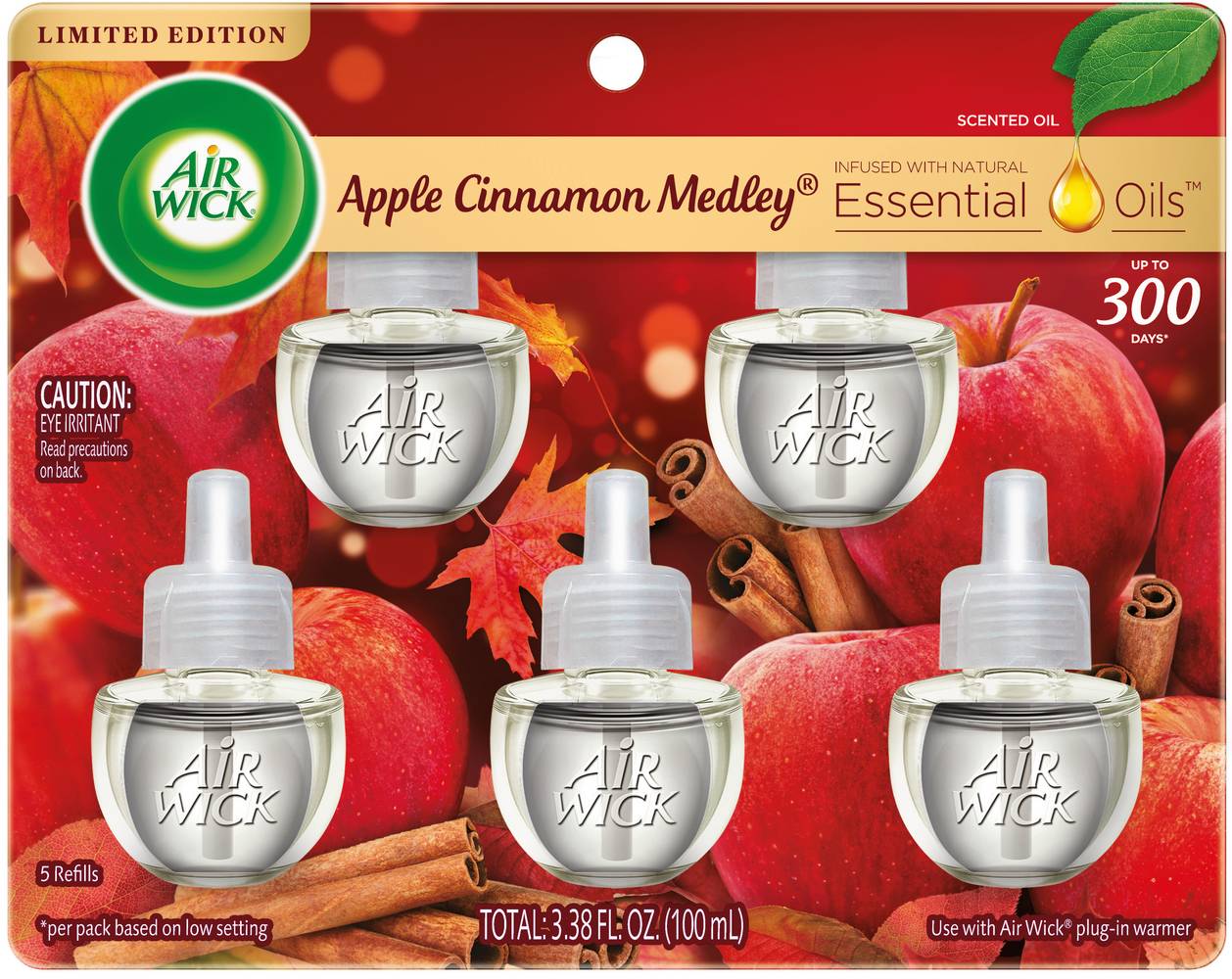 Air Wick Essential Oils Plug-In Refills, Apple Cinnamon Medley (3.38 fl oz, 5 ct)