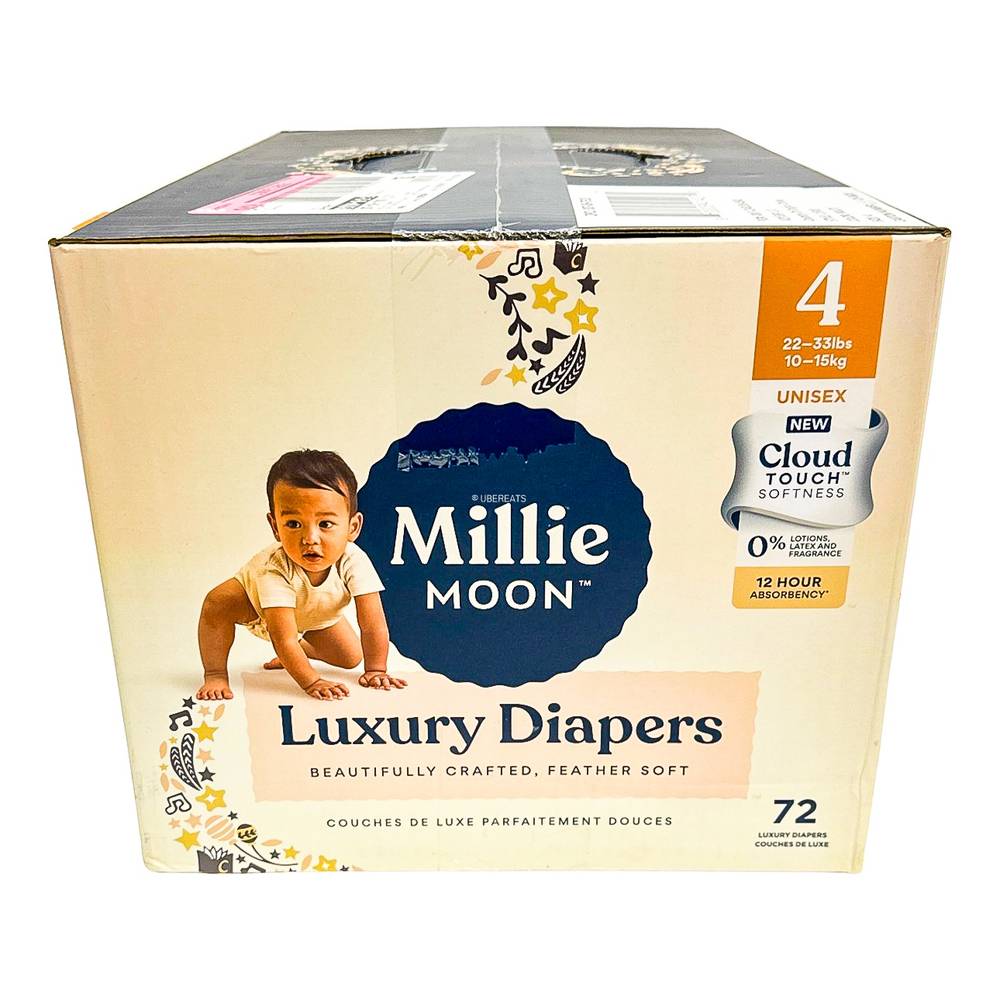 Millie Moon Cloud Touch Luxury Diapers, Size 4 (72 ct)