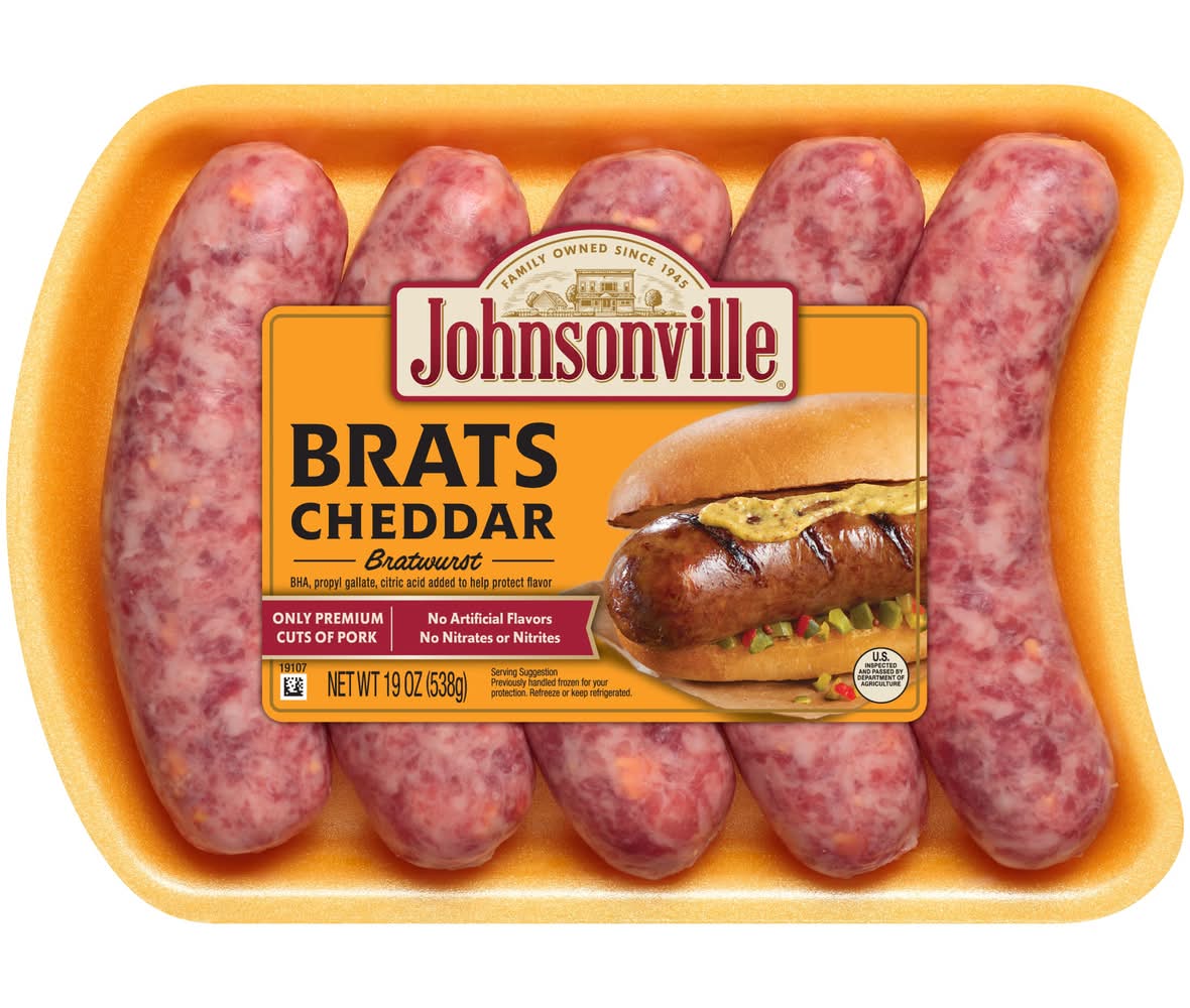 Johnsonville Brats Bratwurst Sausages, Cheddar (19 oz)