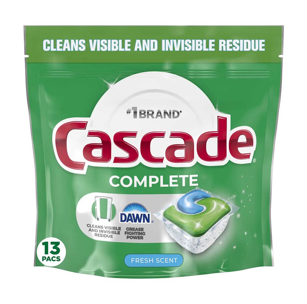 Cascade Complete Actionpacs Dishwasher Detergent, Fresh (13 ct)