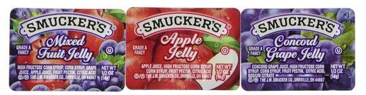 Smucker's - Jelly Assortment #1 (grape, apple, mixed fruit), 0.5 oz packets - 200 ct (1X200|Case of 1)