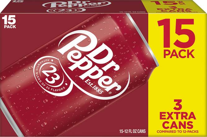 Dr Pepper Soda Soft Drink (15 pack, 12 fl oz)