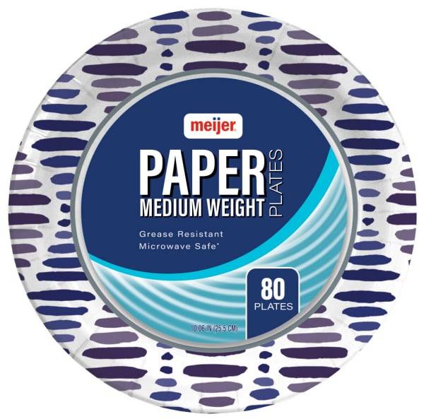 Meijer 10'' Medium Weight Paper Plates, Mega pack (80 ct)