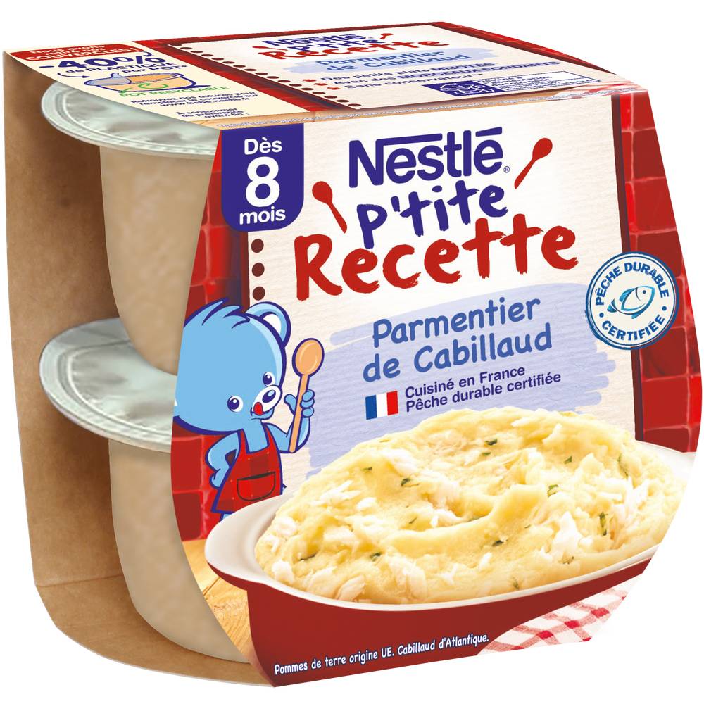 Nestlé - P'tite recette parmentier de cabillaud plat bébé dès 8 mois (400g)