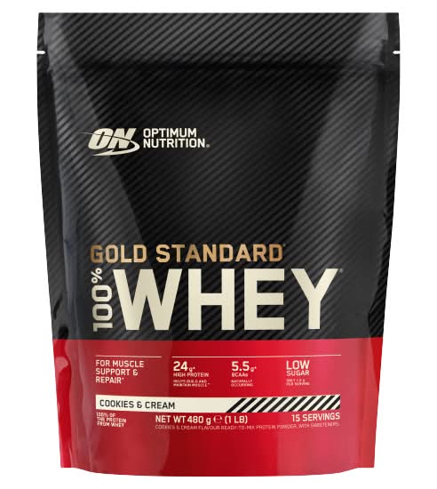Optimum Nutrition Cookies-Cream, 100% Gold Standard Whey Protein Powder (480g)