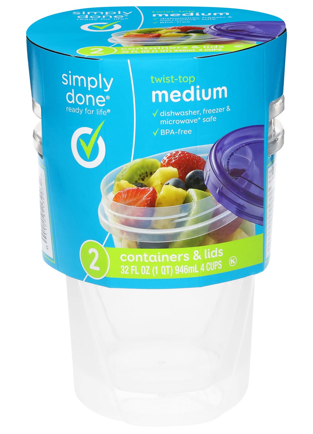 Simply Done Twist Top Container and Lid Set, Medium (2 ct)
