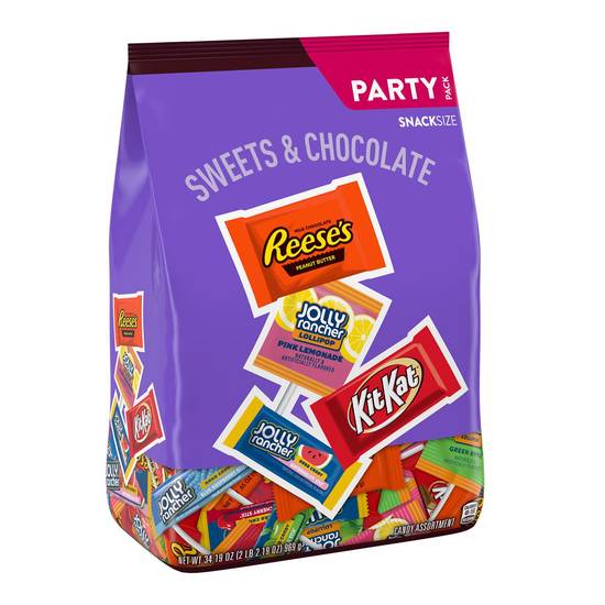 Jolly Rancher, Kit Kat and Reese's Assorted Flavored Snack Size, Candy Party Pack, 34.19 oz