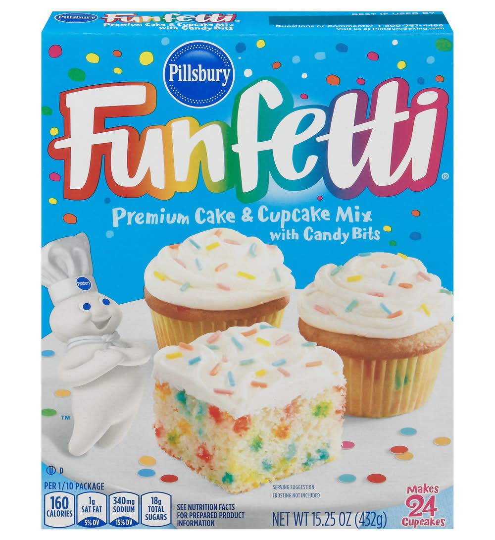 Pillsbury Funfetti Premium Cake & Cupcake Mix With Candy Bits (15.25 oz)