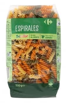 Pasta espirales tricolor · Carrefour (500 g)