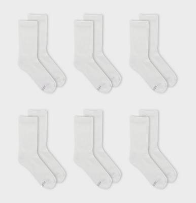 Fruit of the Loom Women's Cushioned 6pk Crew Socks - White 4-10: Moisture Wicking, Ventilating Mesh, 4-Way Stretch