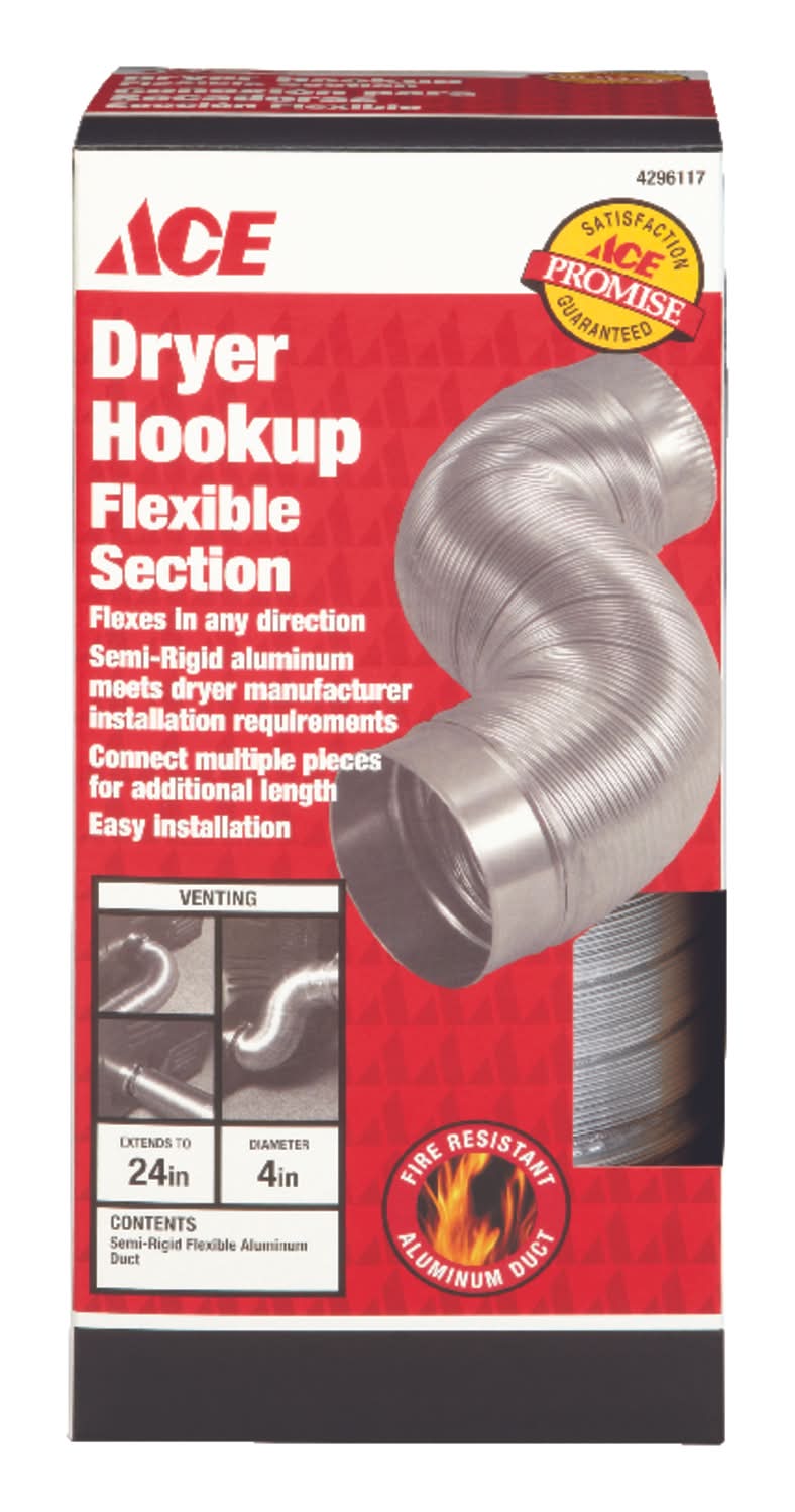 ACE 2 Ft. L X 4 In. D Silver/White Aluminum Semi-Rigid Vent Duct