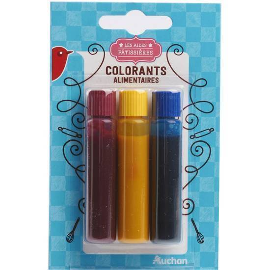 Colorant alimentaires 3 couleurs auchan 3 tubes - 18ml