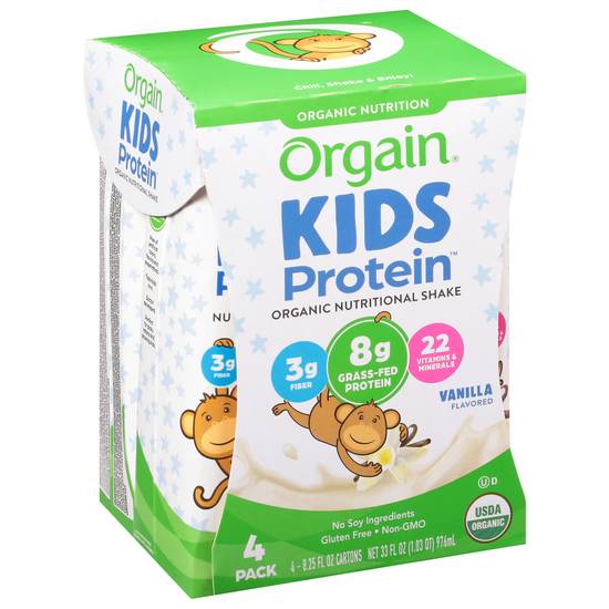Orgain Kids Protein Organic Vanilla Nutritional Shake (4 ct, 33 fl oz)