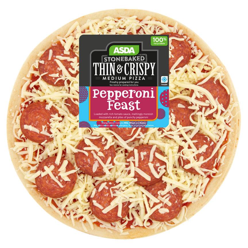 Asda Pepperoni Feast Medium Thin Stonebaked Pizza