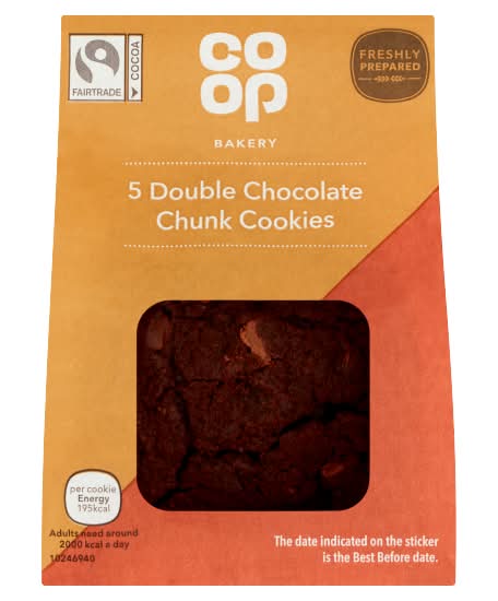 Co-op Double Chocolate, Chunk Cookies (5 pack)