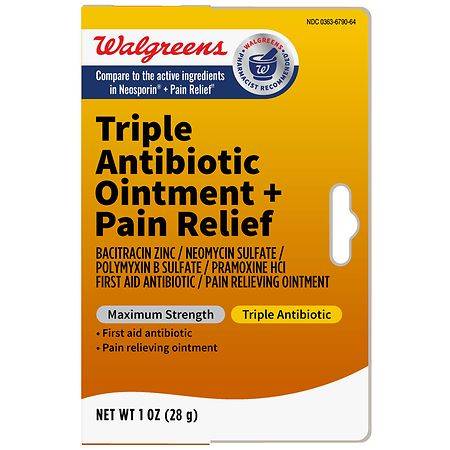Walgreens Maximum Strength First Aid Triple Antibiotic Pain Relieving Ointment - 1.0 oz