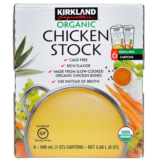 Kirkland Signature Organic Chicken Stock (6 ct, 1 qt)