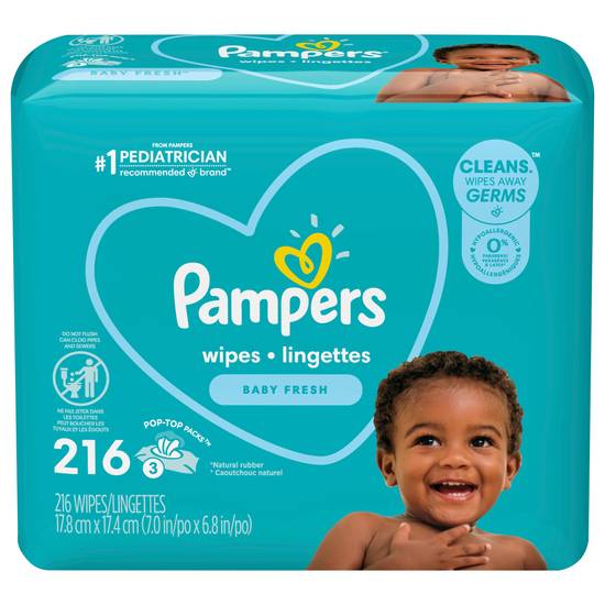 Pampers Baby Fresh Scented 3x Pop-Top Wipes (216 ct)