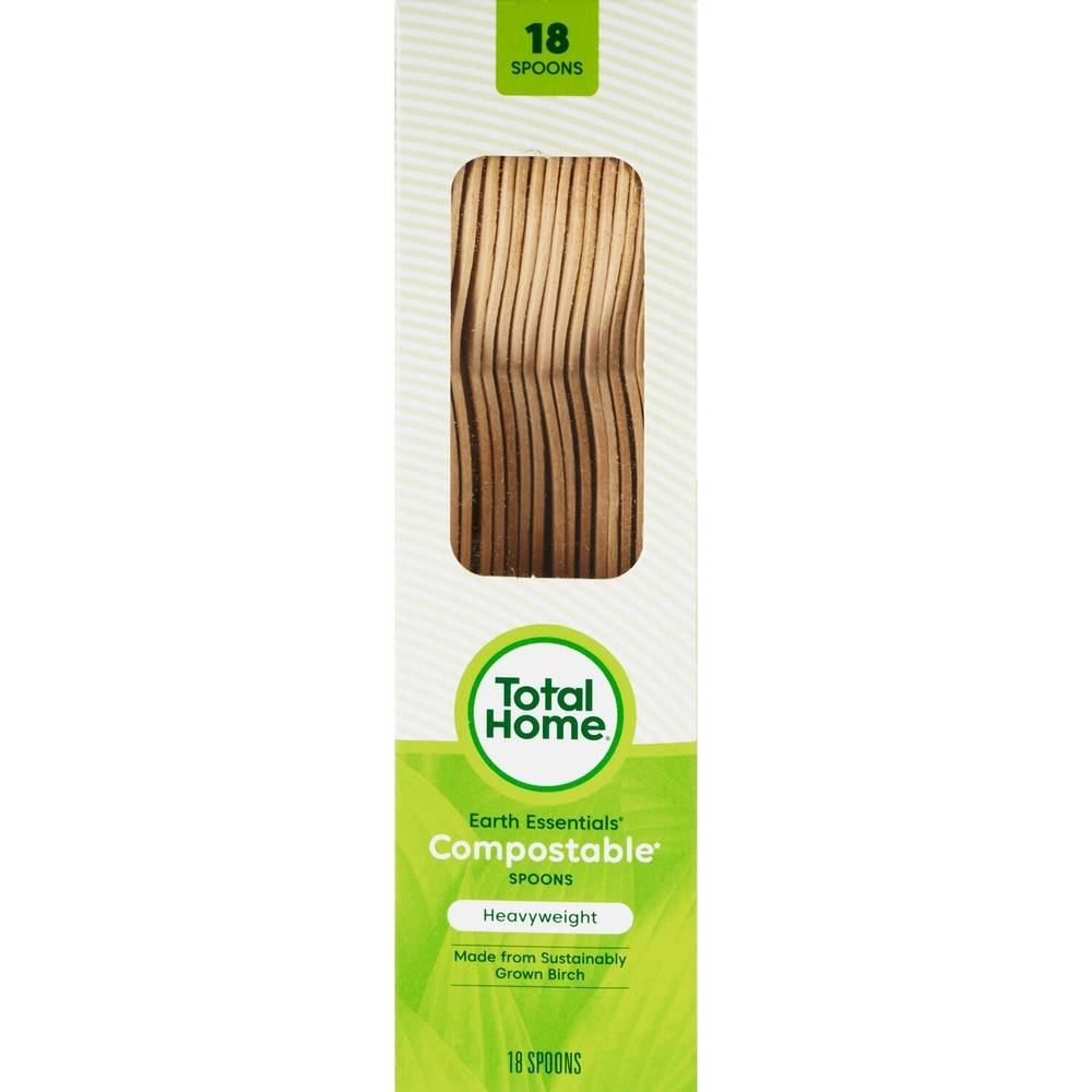 Total Home Earth Essentials Compostable Birch Cutlery, 18 ct
