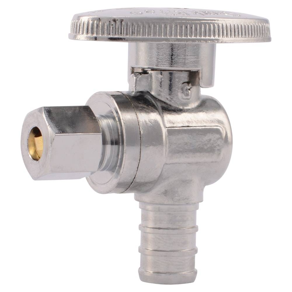 SharkBite 1/2-in PEX Barb x 1/4-in OD Compression Brass Quarter Turn Stop Angle Valve | 23056LFZ