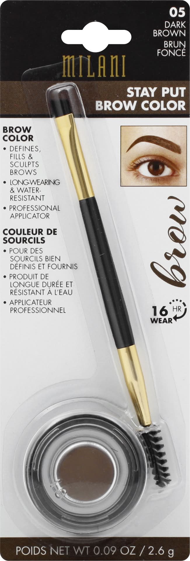 Milani Stay Put Brow Color, 05 Dark Brown (0.09 oz)